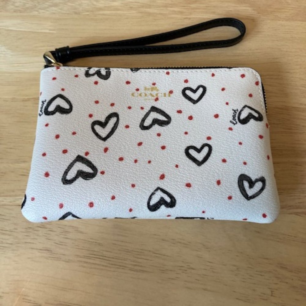 Coach Heart Print Wristlet